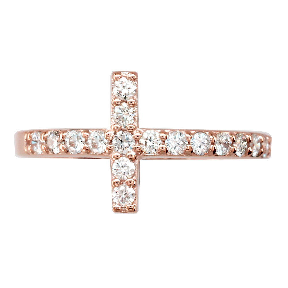 Diamond Christian Cross Ring, 0.50CT in 14K Pink, Rose Gold Other