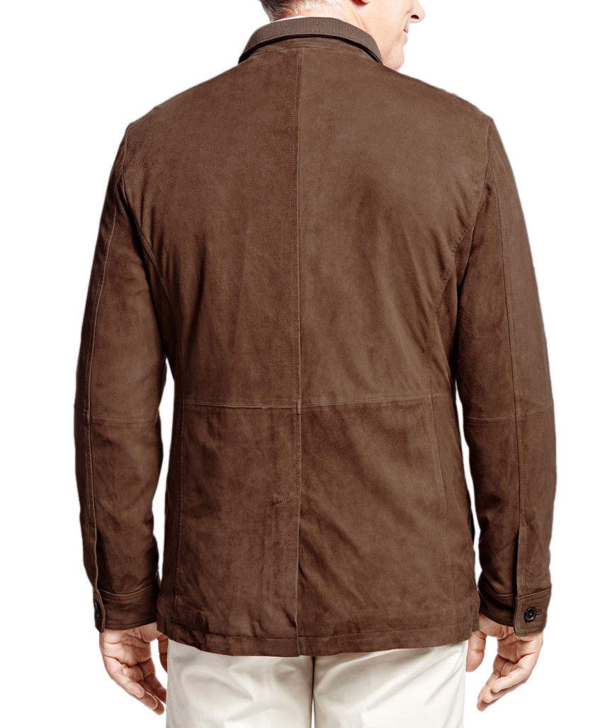 Brooks Brothers Mens Dark Brown Suede Field Coat Jacket Sz X-Large XL ...