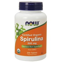 NOW Foods Certified Organic Spirulina 500 mg 200 Tablets  FRESH - $24.68