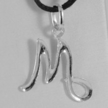 18K WHITE GOLD PENDANT CHARM INITIAL LETTER M, MADE IN ITALY 1.0 INCHES, 25 MM image 2