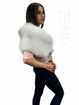 Arctic Fox Fur Shawl 47' (120cm) Extra Wide Collar Fur Wrap Detachable Ribbon image 6