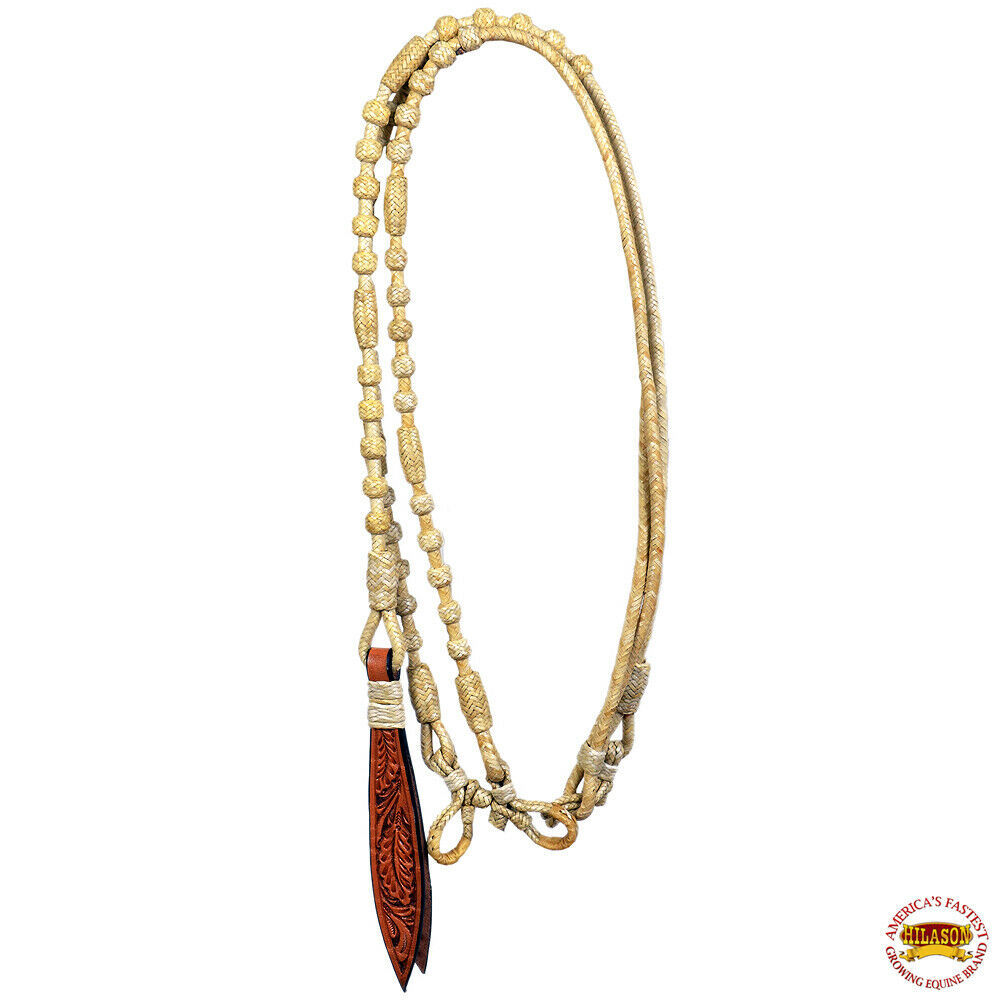 50 in Rawhide Romal Reins Western Braided Leather Show Horse Natural U