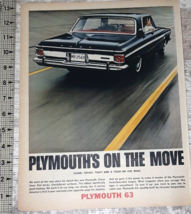 1963 Plymouth Fury Vintage Print Ad V8 Power Muscle Car Chrysler Detroit... - $9.12