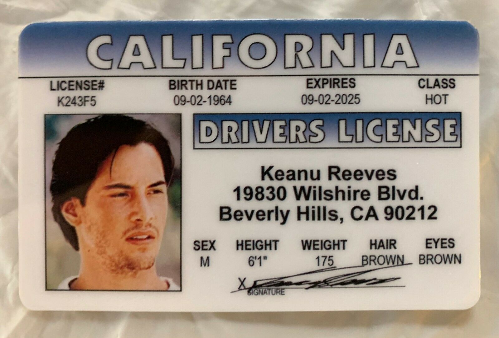 Keanu Reeves Drivers License Novelty Id Card And 50 Similar Items