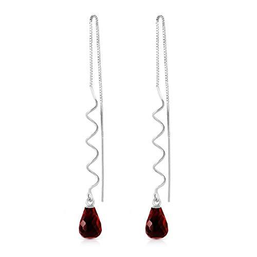 Galaxy Gold GG 14k White Gold Threaded Dangle Earrings with Garnets