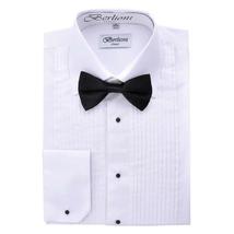Berlioni Italy Men's Tuxedo Dress Shirt Wingtip & Laydown Collar with Bow-Tie image 3