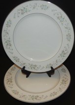 2 Carlton Corsage Silver Rim White Dinner Plates 10.5&quot; Fine China 481 Gr... - $29.69