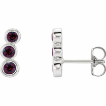 Mozambique Garnet Three-Stone Ear Climbers In Sterling Silver - $164.55