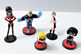 Disney&#39;s Incredibles Lot Of 5 Mini Figurines 3 1/2- 4 Inches Tall - £3.62 GBP