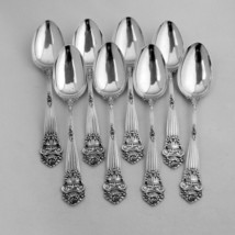 Towle Georgian 8 Dessert Spoons Set Sterling Silver 1898 Two Monos - $678.81