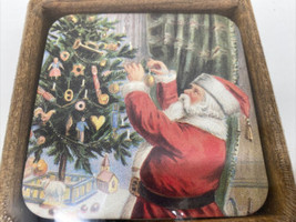 Vintage Santa yesterboard home collection 6 cork backed coasters In Hold... - $9.85