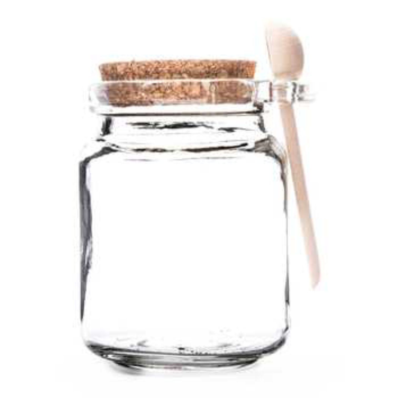 6 Pack 250ml Glass Jar with cork lid & wooden spoon Tracked