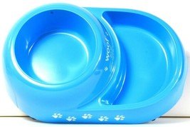 American Kennel Club Woof Feed Me Blue Colored Duo Pet Bowl Handwash Recommended