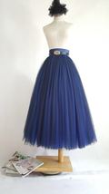 Black Navy Midi Tulle Skirt Outfit High Waist Layered Tulle Skirt Custom Size image 5