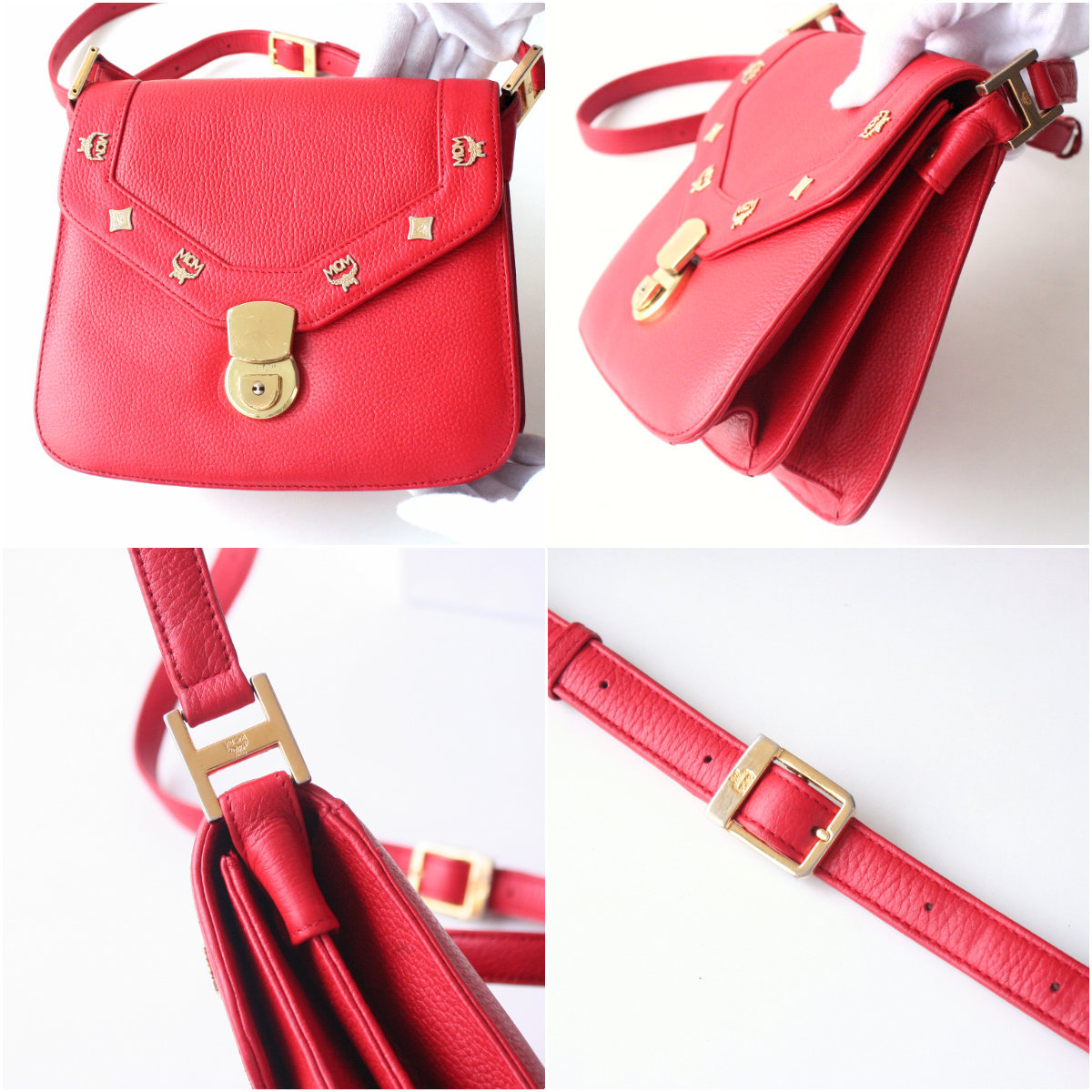 MCM Red Leather Shoulder Bag Authentic Vintage purse - Handbags & Purses