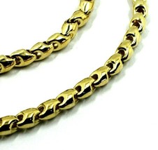 18K YELLOW GOLD CHAIN 4mm TUBE ROUNDED DROP LINK 60cm 24", MADE IN ITALY image 2
