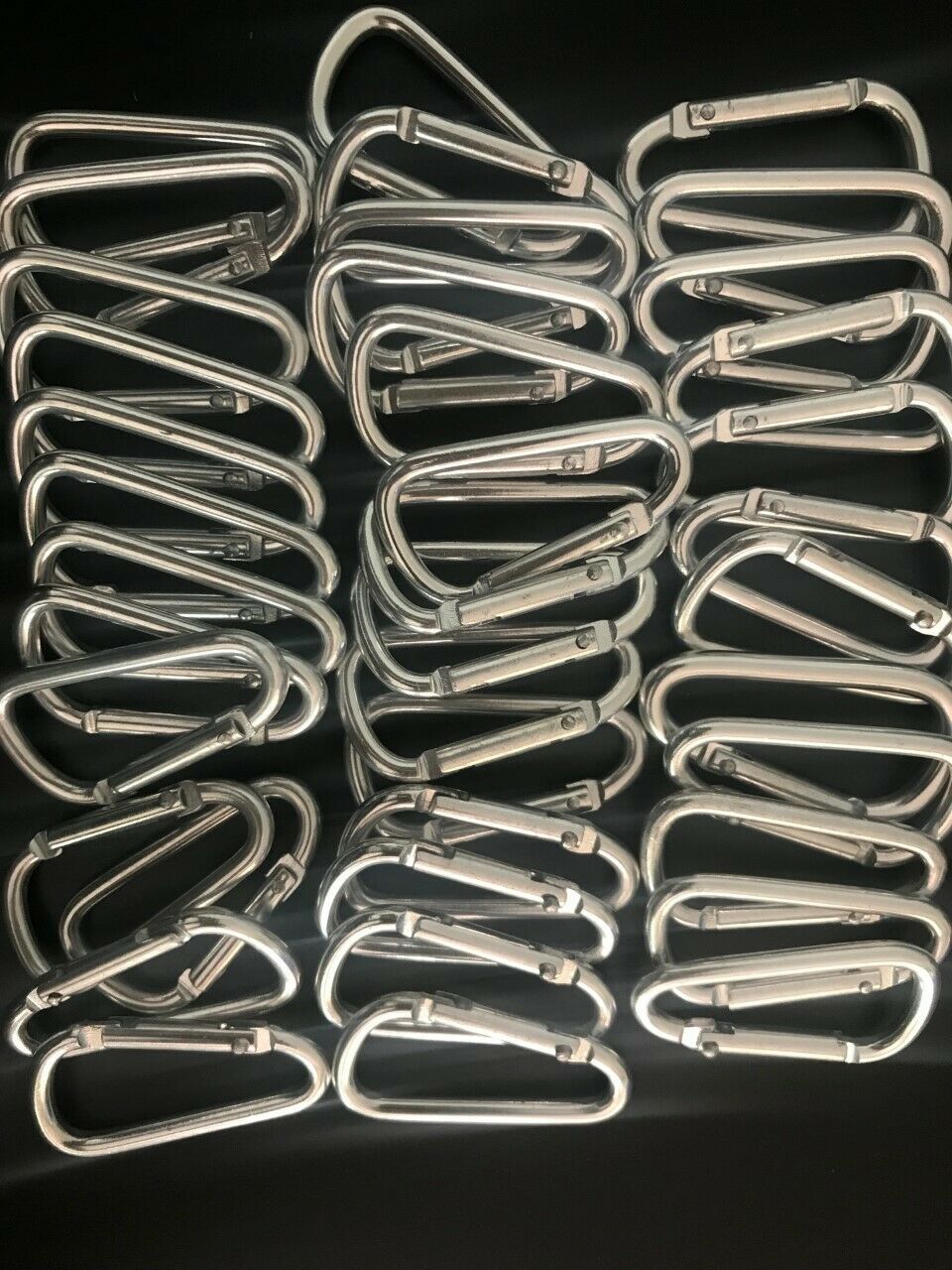 Lot 2/" Silver 50//100 Pcs D Shape Aluminum Carabiner Spring Belt Clip Key Chain