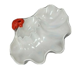 Metlox Sea Server 1 Red Shrimp Divided White Clam Oyster Shell USA - $60.00