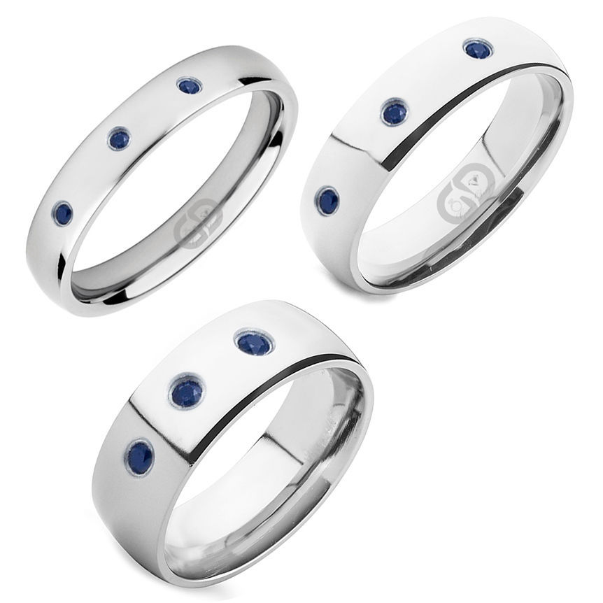 Sapphire Titanium Band High Polished Finish Comfort Fit Wedding Engagement Ring