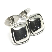 18K WHITE GOLD CUFFLINKS, ROUNDED SQUARE BUTTON, MADE IN ITALY image 1