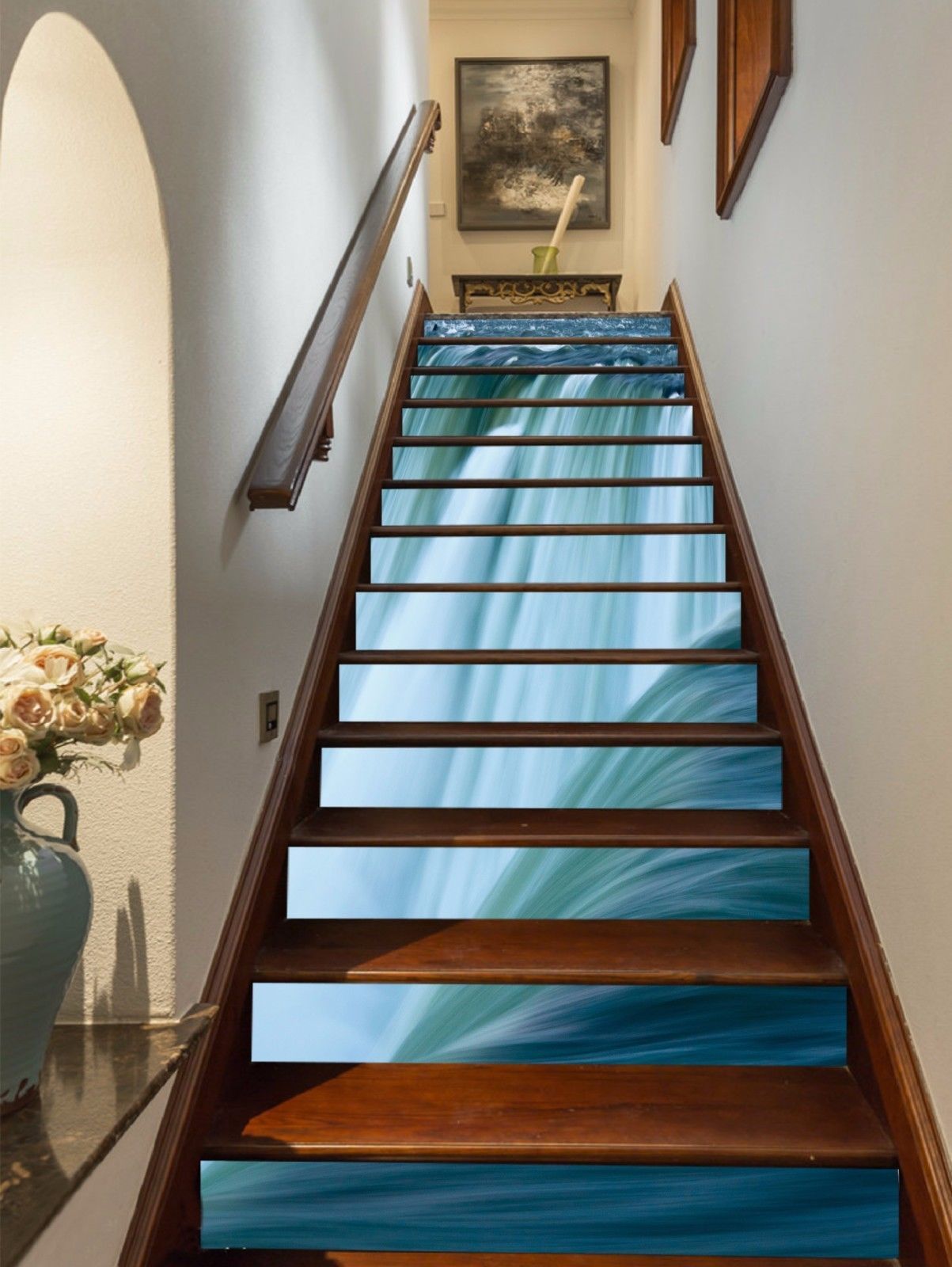 3D Big Waterfall 15 Stair Risers Decoration Photo Mural Vinyl Decal ...