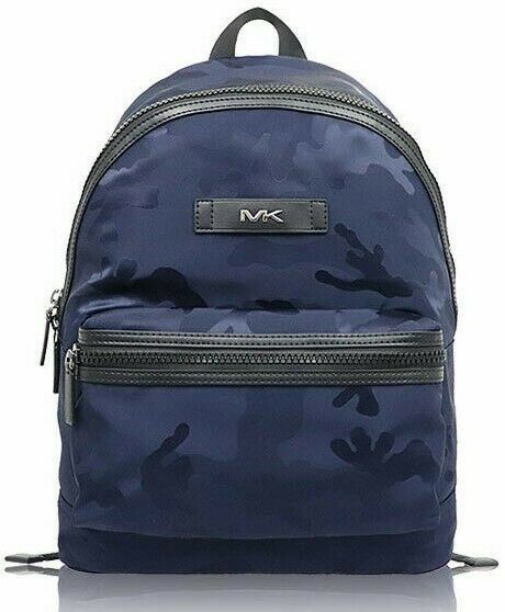 Michael Kors Kent Indigo Nylon Large Backpack Camo Navy Blue 37S0LKNB2U $398