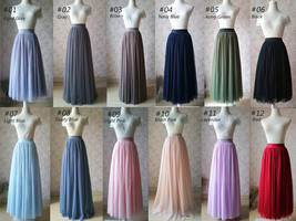 Army Green Long Tulle Skirt Plus Size Floor Length Bridesmaid Tulle Skirt  image 9