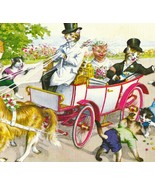 A/S E. Hartung Just Married Cats in Carriage Pulled By Collies Vintage P... - $12.00