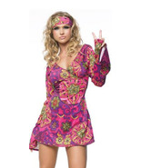 Halloween Costume Retro Hippie Flower Print Go Go Mini Dress size M/L 83048 - $39.99