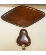 VINTAGE MID CENTURY MODERN PAQUIN CARVED MAHOGANY WOOD SERVING TRAYS (#22)  - $34.95