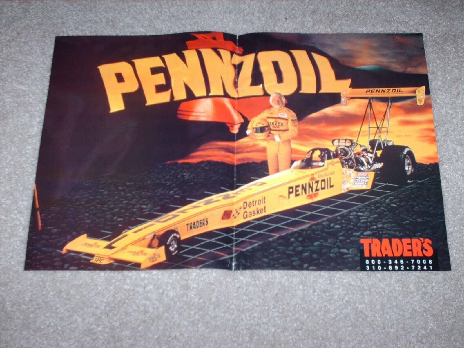 1993 Trader's Mini Poster Pennzoil NHRA Eddie Hill Top Fuel Dragster ...