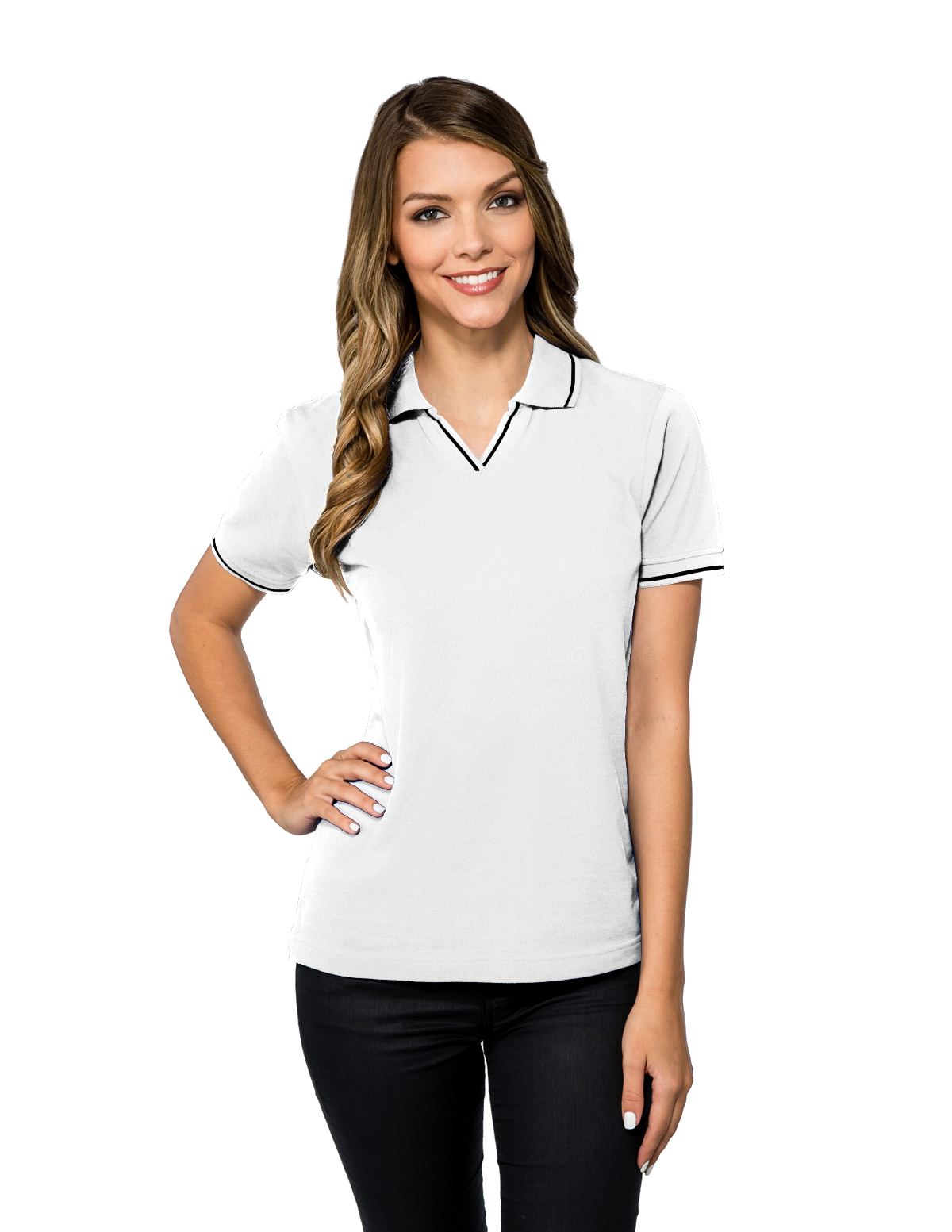 Image of Tri-Mountain Lady Trace KL Knit Polo Shirt - White/Black