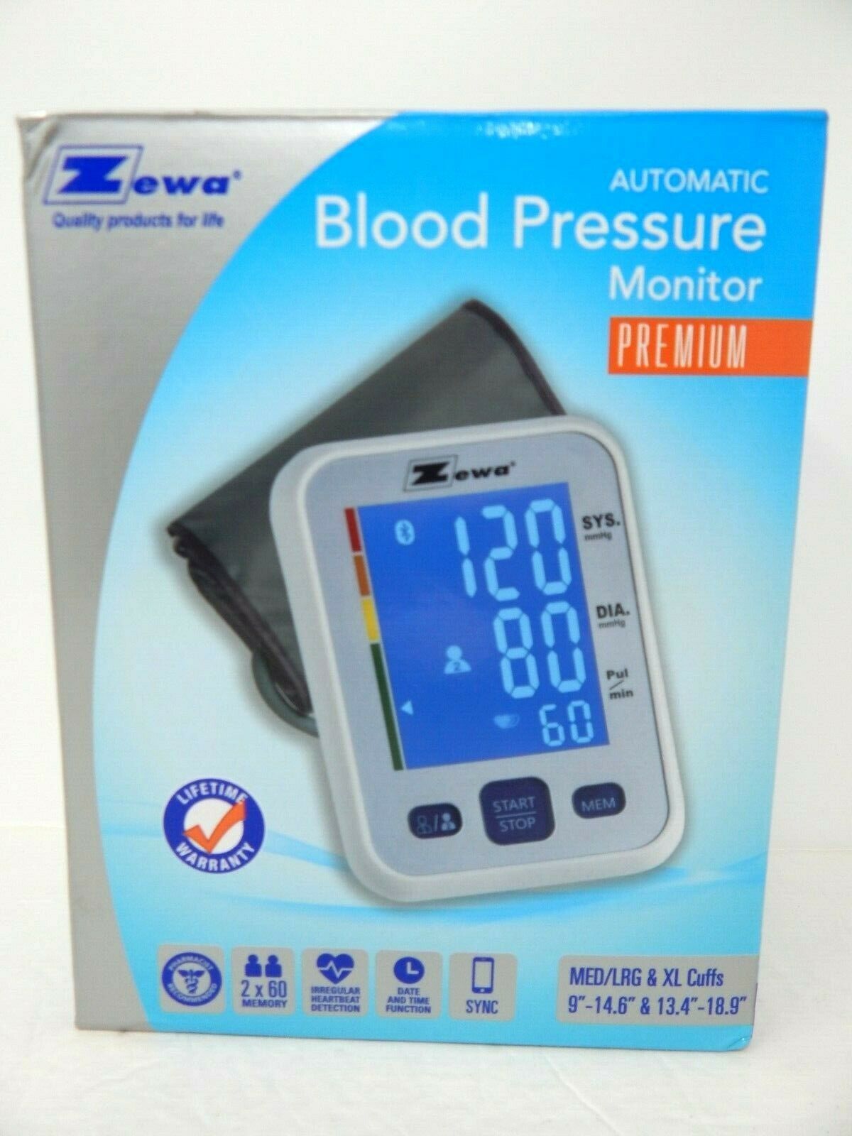 NEW Zewa Automatic Blood Pressure Testing Monitor Machine Premium X