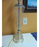 Table Lamp 31&quot; Clear Wheel Cut Glass / Crystal c1930 floral Hollywood Re... - $112.49