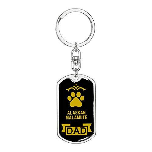 Alaskan Malamute Dog Dad Dog Tag Keychain Keychain Stainless Steel or18k Gold