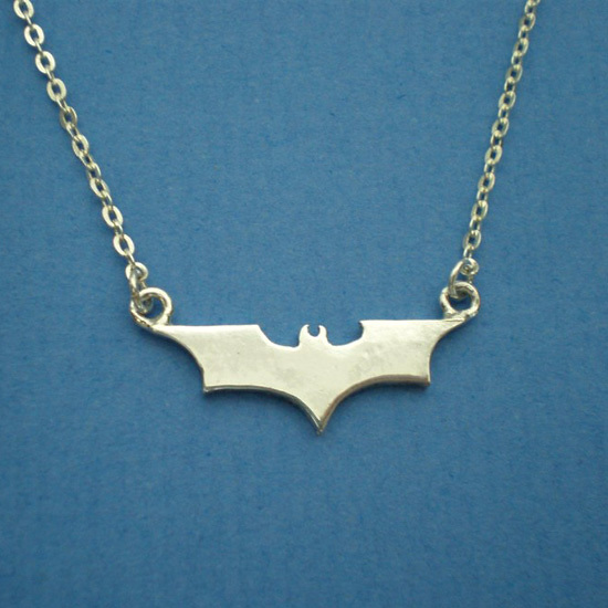 Handmade Sterling SIlver Batman Meduam Necklace