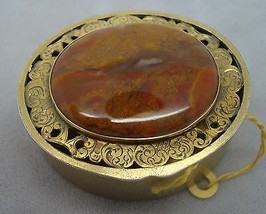 Genuine Natural Agate and Brass Oval Box (#J1028) - $255.00