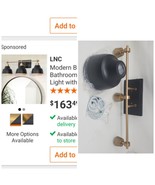 Modern Black Bathroom Vanity Light with Gold Arm, 24.5 in. 3-Light Metal... - $47.49