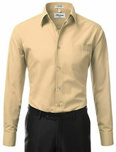 Berlioni Italy Men's Classic Standard Cuff Solid Khaki Dress Shirt w/ Defect M image 2