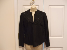 NWT Newport News Black Open Enbroidery Long Sleeve Pulon Top 100% Cotton... - $16.33