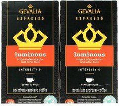 2 Gevalia 1.83 Oz Luminous Bright Balanced Crisp Citrus Espresso Coffee 10 Caps