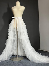 White Brial Detachable Tulle Maxi Skirt Gowns Wedding Photo Prop Skirt Outfit