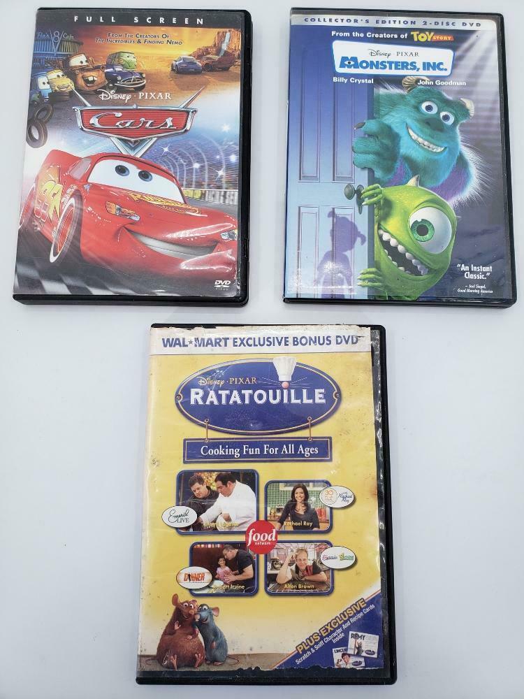 Disney Pixar Three Disc DVD Bundle - Ratatouille Monsters Inc Cars ...