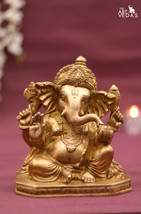Pure Brass Lord Ganesha Sitting Sculpture|20 Cm Small Idol|Handicrafts D... - $286.35