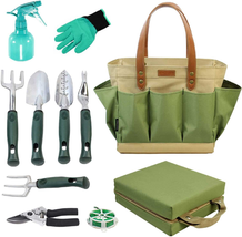 Garden Tool Tote Solid Bag with 11 Piece Hand Tools,Best Gardening Gift ... - $61.27