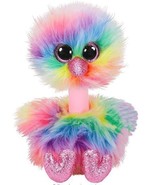 Ty Beanie Boo Ostrich Asha Rainbow Bird Plush Toy Medium 9 Inch Glitter ... - $14.50