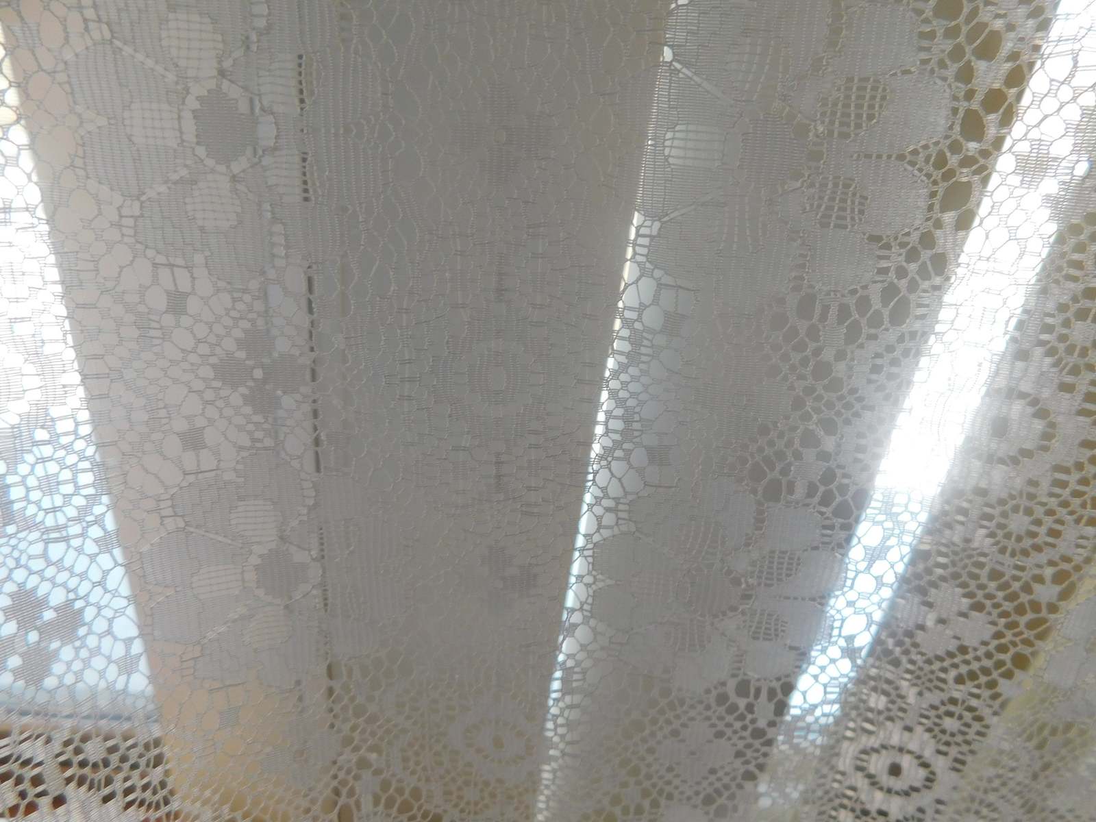 Needle Point Crochet Window Lace Curtains 58 x 63 L White Floral Hand Made Ins