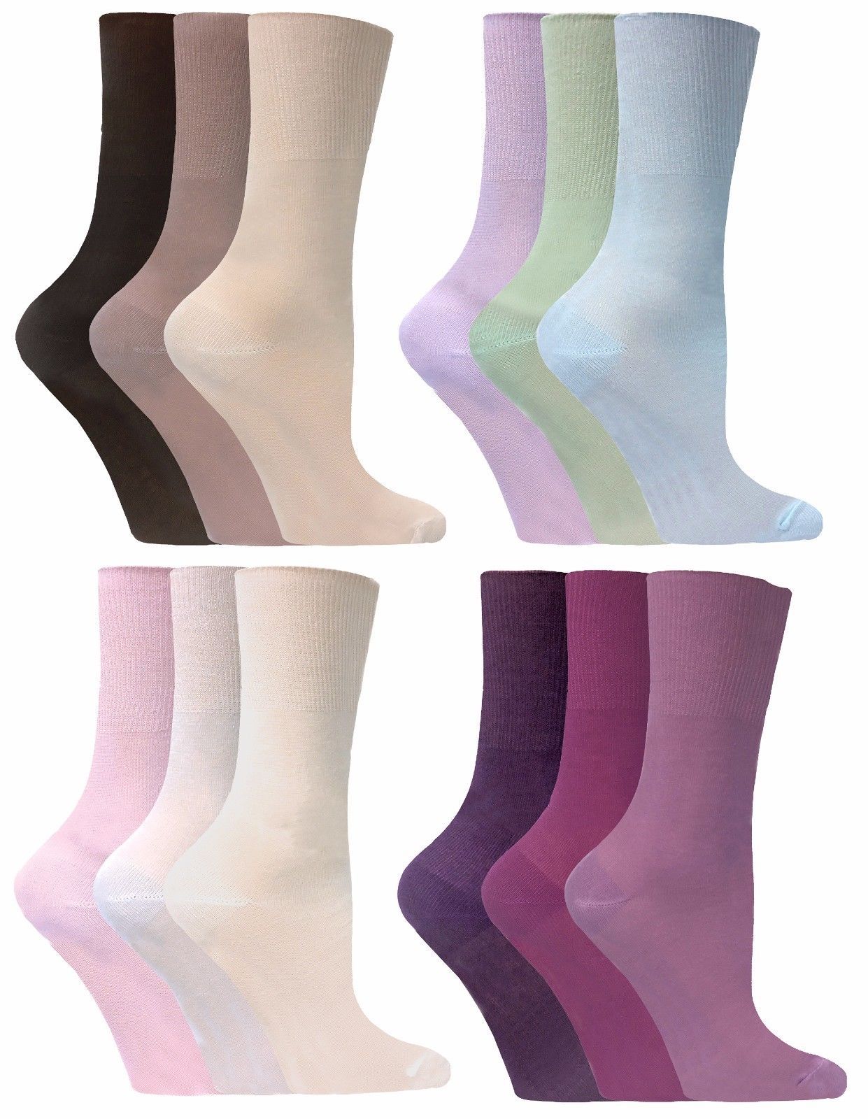 3 Pairs Womens Thin Loose Wide Top Breathable Non Binding Bamboo Dress Socks