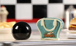 Salt And Pepper Shaker Set Bowling Ball & Bag by Giftcraft Ceramic 2.5" Long