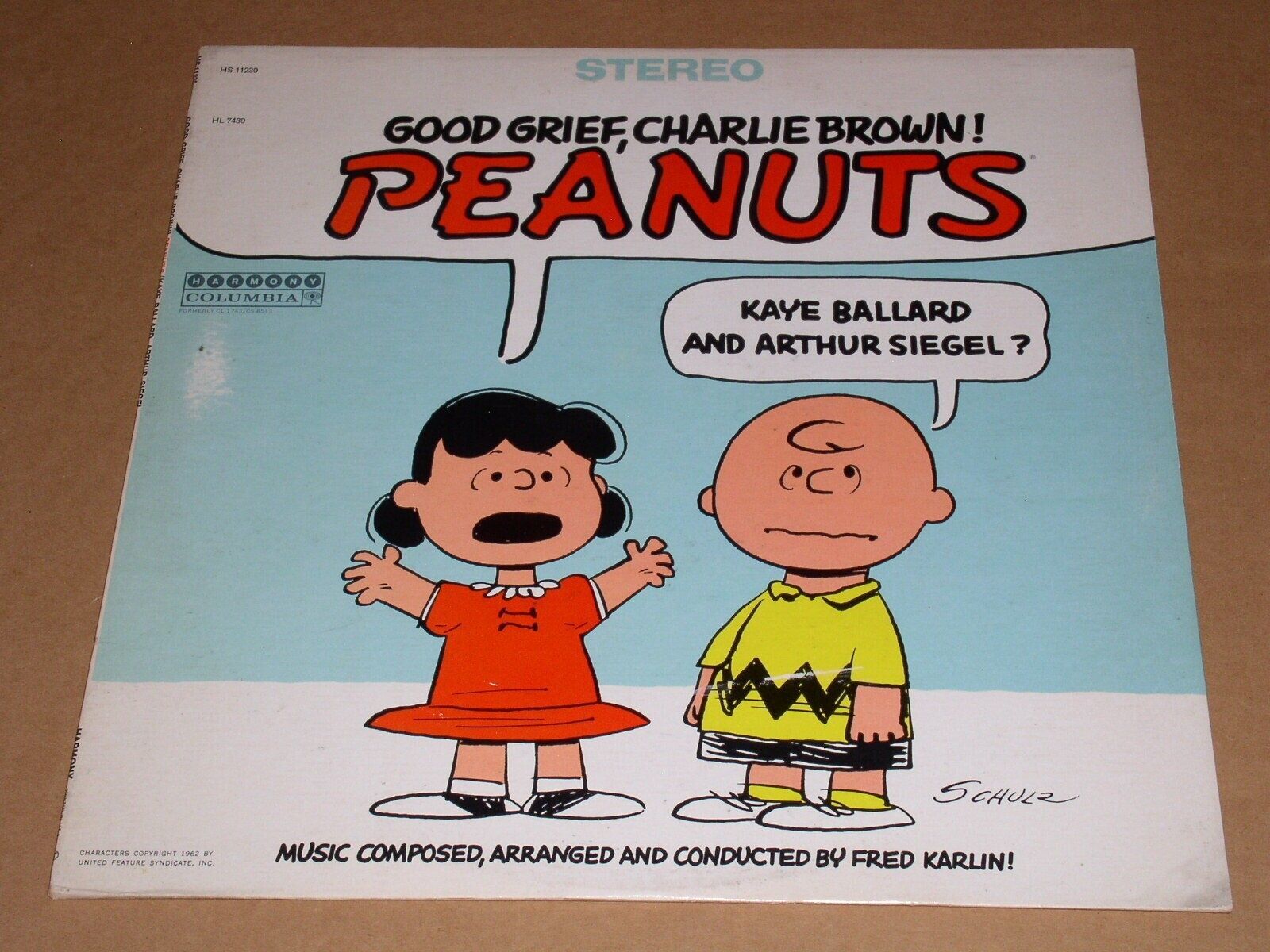 Peanuts Good Grief Charlie Brown Phonograph Record Vinyl Album 1962